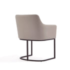 Manhattan Comfort Modern Serena Dining Armchair Upholstered in Leatherette with Steel Legs in Light Grey