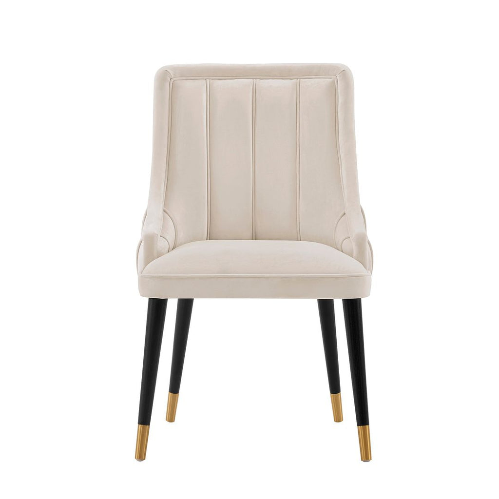 Manhattan Comfort Modern Eda Velvet Dining Chair in Midnight Cream-Modern Room Deco