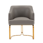 Manhattan Comfort Modern Edra Leatherette  Dining Armchair in Taupe-Modern Room Deco