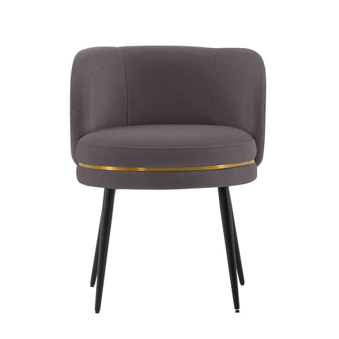 Manhattan Comfort Modern Kaya Pleated Velvet Dining Chair in Grey-Modern Room Deco