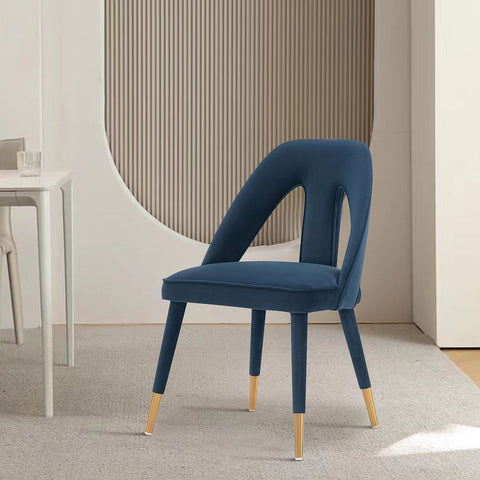 Manhattan Comfort Modern Neda Velvet  Dining Chair in Midnight Blue-Modern Room Deco