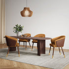 Manhattan Comfort Modern Reeva Dining Chair Upholstered in Leatherette with Beech Wood Back and Solid Wood Legs in Walnut and Camal