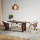 Manhattan Comfort Modern Reeva Dining Chair Upholstered in Leatherette with Beech Wood Back and Solid Wood Legs in Walnut and Cream