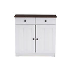 Baxton Studio Lauren Modern and Contemporary Two-tone White and Dark Brown Buffet Kitchen Cabinet with Two Doors and Two Drawers - Kitchen