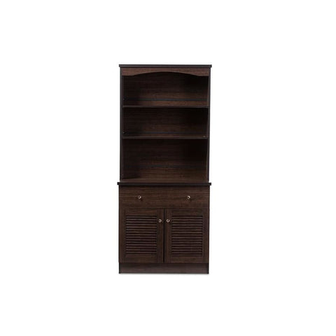 Baxton Studio Agni Modern and Contemporary Dark Brown Buffet and Hutch Kitchen Cabinet - Kitchen Furniture