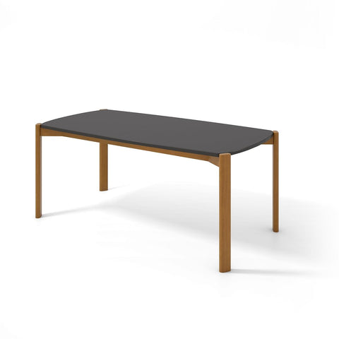 Manhattan Comfort Mid-Century Modern Gales 70.87 Dining Table with Solid Wood Legs in Matte Black-Modern Room Deco