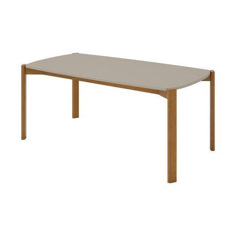 Manhattan Comfort Mid-Century Modern Gales 70.87 Dining Table with Solid Wood Legs in Greige-Modern Room Deco