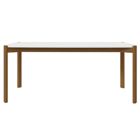Manhattan Comfort Mid-Century Modern Gales 70.87 Dining Table with Solid Wood Legs in Matte White-Modern Room Deco