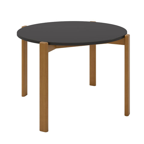 Manhattan Comfort Mid-Century Modern Gales Round 46.54 Dining Table with Solid Wood Legs in Matte Black-Modern Room Deco