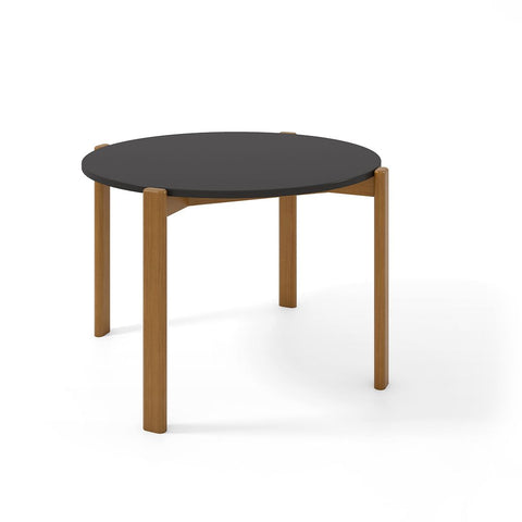 Manhattan Comfort Mid-Century Modern Gales Round 46.54 Dining Table with Solid Wood Legs in Matte Black-Modern Room Deco