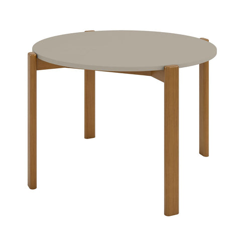 Manhattan Comfort Mid-Century Modern Gales Round 46.54 Dining Table with Solid Wood Legs in Greige-Modern Room Deco