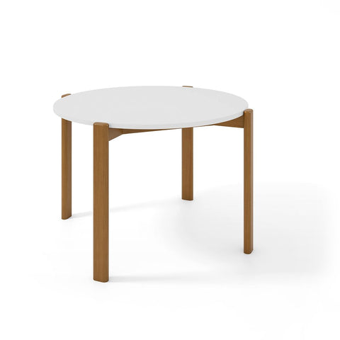 Manhattan Comfort Mid-Century Modern Gales Round 46.54 Dining Table with Solid Wood Legs in Matte White-Modern Room Deco