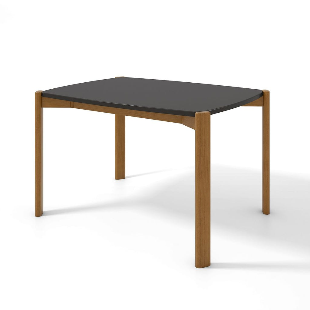 Manhattan Comfort Mid-Century Modern Gales 47.24 Dining Table with Solid Wood Legs in Matte Black-Modern Room Deco