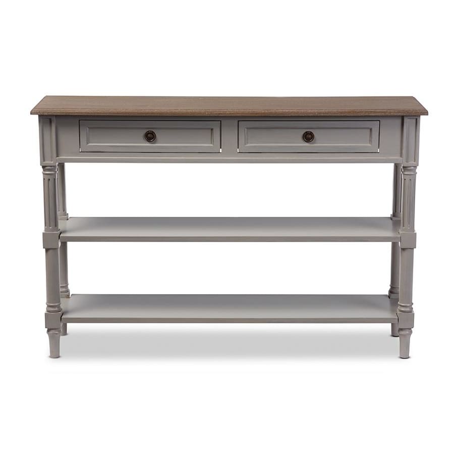 Baxton Studio Edouard French Provincial Style White Wash Distressed Two-tone 2-drawer Console Table - Entryway Furniture