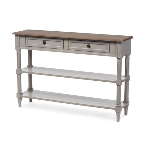 Baxton Studio Edouard French Provincial Style White Wash Distressed Two-tone 2-drawer Console Table - Entryway Furniture