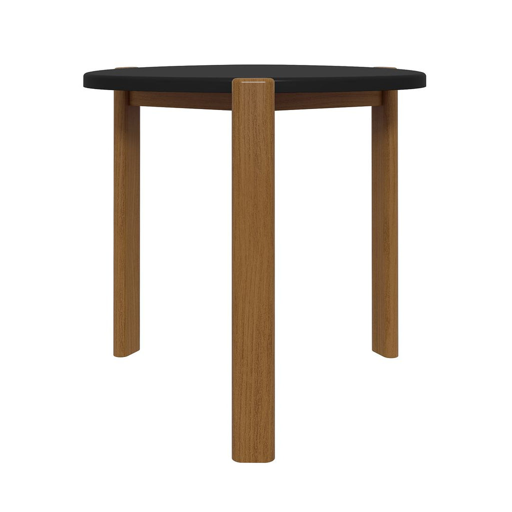 Manhattan Comfort Mid-Century Modern Gales End Table with Solid Wood Legs in Matte Black-Modern Room Deco
