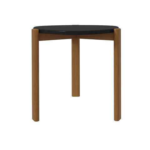 Manhattan Comfort Mid-Century Modern Gales End Table with Solid Wood Legs in Matte Black-Modern Room Deco