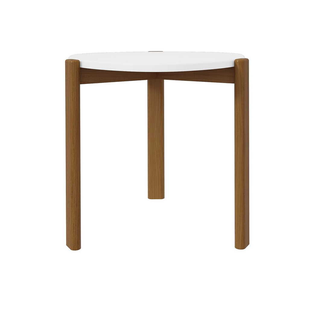 Manhattan Comfort Mid-Century Modern Gales End Table with Solid Wood Legs in Matte White-Modern Room Deco