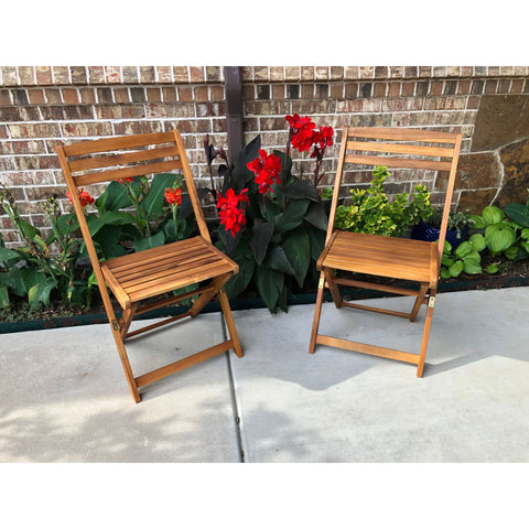 International Caravan Acacia Wood Folding Chairs (Set of 2) - Chairs
