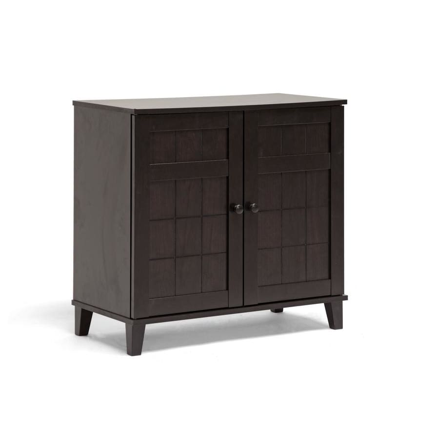 Baxton Studio Glidden Dark Brown Wood Modern Shoe Cabinet (Short) - Entryway Furniture