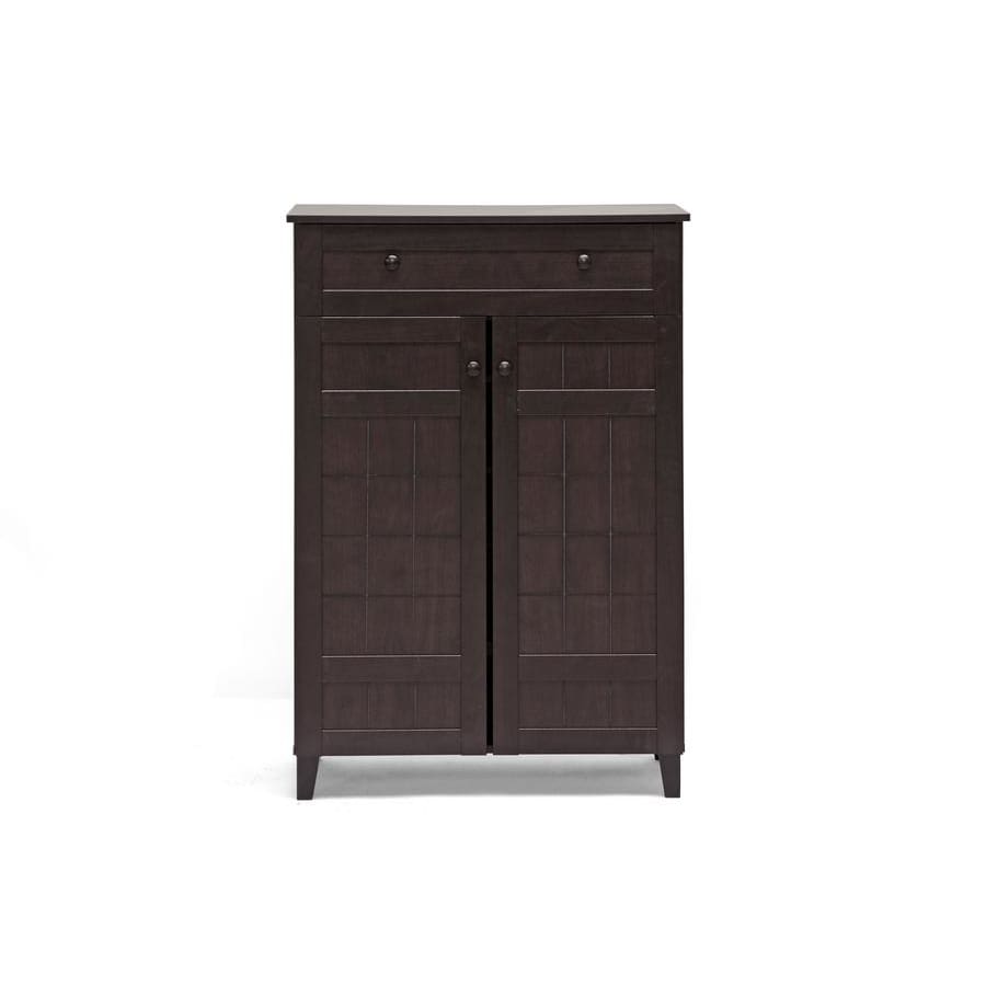 Baxton Studio Glidden Dark Brown Wood Modern Shoe Cabinet (Tall) - Entryway Furniture