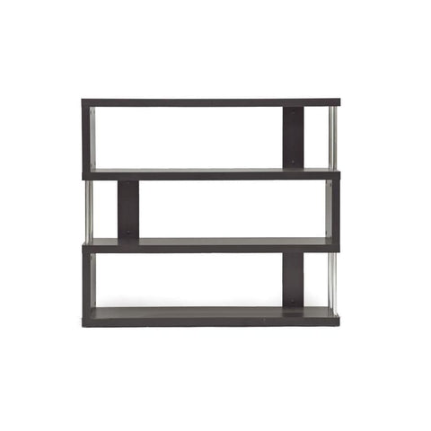 Baxton Studio Barnes Dark Brown Three-Shelf Modern Bookcase - Living Room Furniture