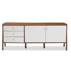 Baxton Studio Harlow Mid-century Modern Scandinavian Style White and Walnut Wood Sideboard Storage Cabinet - Living Room Furniture