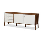 Baxton Studio Harlow Mid-century Modern Scandinavian Style White and Walnut Wood Sideboard Storage Cabinet - Living Room Furniture