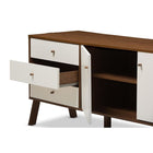 Baxton Studio Harlow Mid-century Modern Scandinavian Style White and Walnut Wood Sideboard Storage Cabinet - Living Room Furniture