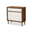 Baxton Studio Harlow Mid-century Modern Scandinavian Style White and Walnut Wood 3-drawer Chest - Bedroom Furniture