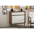 Baxton Studio Harlow Mid-century Modern Scandinavian Style White and Walnut Wood 3-drawer Chest - Bedroom Furniture