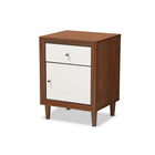 Baxton Studio Harlow Mid-century Modern Scandinavian Style White and Walnut Wood 1-drawer and 1-door Nightstand - Bedroom Furniture