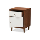 Baxton Studio Harlow Mid-century Modern Scandinavian Style White and Walnut Wood 1-drawer and 1-door Nightstand - Bedroom Furniture