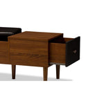 Baxton Studio Merrick Mid-century Retro Modern 1-drawer 2-tone Oak and Dark Brown Wood Entryway Storage Cushioned Bench Shoe Rack Cabinet