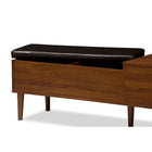 Baxton Studio Merrick Mid-century Retro Modern 1-drawer 2-tone Oak and Dark Brown Wood Entryway Storage Cushioned Bench Shoe Rack Cabinet