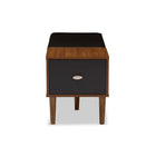 Baxton Studio Merrick Mid-century Retro Modern 1-drawer 2-tone Oak and Dark Brown Wood Entryway Storage Cushioned Bench Shoe Rack Cabinet