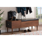 Baxton Studio Merrick Mid-century Retro Modern 1-drawer 2-tone Oak and Dark Brown Wood Entryway Storage Cushioned Bench Shoe Rack Cabinet