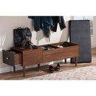 Baxton Studio Merrick Mid-century Retro Modern 1-drawer 2-tone Oak and Dark Brown Wood Entryway Storage Cushioned Bench Shoe Rack Cabinet