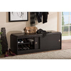 Baxton Studio Clevedon Modern and Contemporary Dark Brown Wood Entryway Storage Cushioned Bench Shoe Rack Cabinet Organizer - Entryway