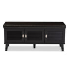 Baxton Studio Sheffield Modern and Contemporary 3-door Dark Brown Wood Entryway Storage Cushioned Bench Shoe Rack Cabinet Organizer -
