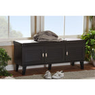 Baxton Studio Sheffield Modern and Contemporary 3-door Dark Brown Wood Entryway Storage Cushioned Bench Shoe Rack Cabinet Organizer -