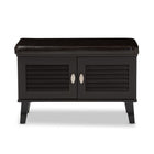 Baxton Studio Sheffield Modern and Contemporary 2-door Dark Brown Wood Entryway Storage Cushioned Bench Shoe Rack Cabinet Organizer -