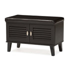 Baxton Studio Sheffield Modern and Contemporary 2-door Dark Brown Wood Entryway Storage Cushioned Bench Shoe Rack Cabinet Organizer -