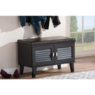 Baxton Studio Sheffield Modern and Contemporary 2-door Dark Brown Wood Entryway Storage Cushioned Bench Shoe Rack Cabinet Organizer -