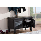 Baxton Studio Sheffield Modern and Contemporary 2-door Dark Brown Wood Entryway Storage Cushioned Bench Shoe Rack Cabinet Organizer -