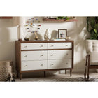 Baxton Studio Harlow Mid-century Modern Scandinavian Style White and Walnut Wood 6-drawer Storage Dresser - Bedroom Furniture