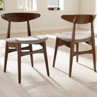 Baxton Studio Flora Mid-Century Modern Light Grey Fabric and Oak Medium Brown Finishing Wood Dining Chair - Dining Room