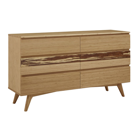 Greenington AZARA Bamboo Six Drawer Dresser - Caramelized with Exotic Tiger - Drawers & Dressers
