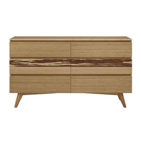 Greenington AZARA Bamboo Six Drawer Dresser - Caramelized with Exotic Tiger - Drawers & Dressers