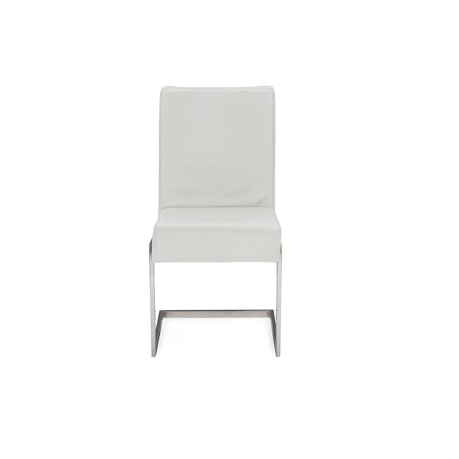 Baxton Studio Toulan Modern and Contemporary White Faux Leather Upholstered Stainless Steel Dining Chair - Dining Room